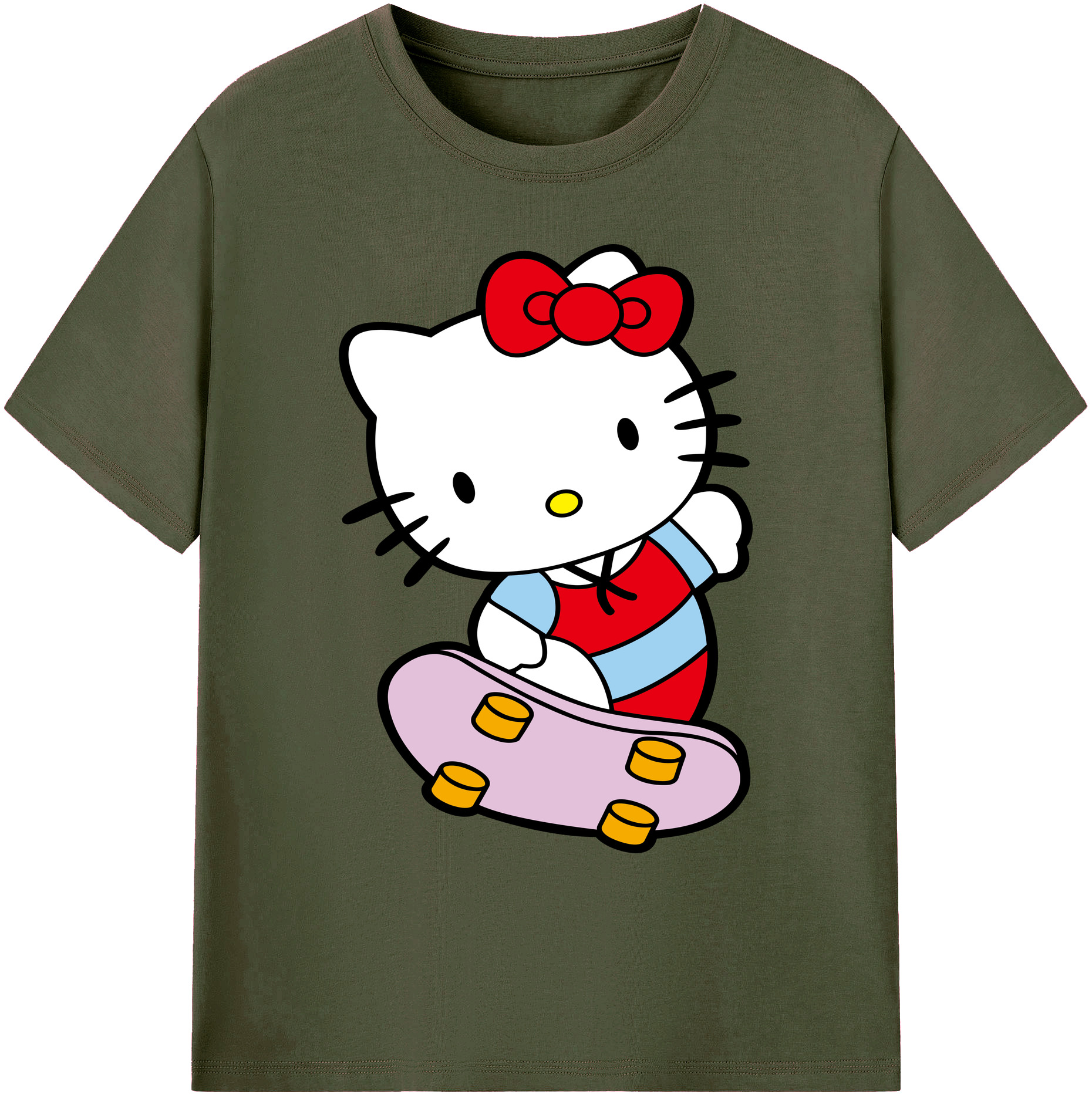 （画像用） Hello Kitty ハローキティ 綿100％ メンズ半袖Tシャツ｜肌触りやわらか＆通気性